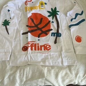 White Graphic Long Sleeve Shirt